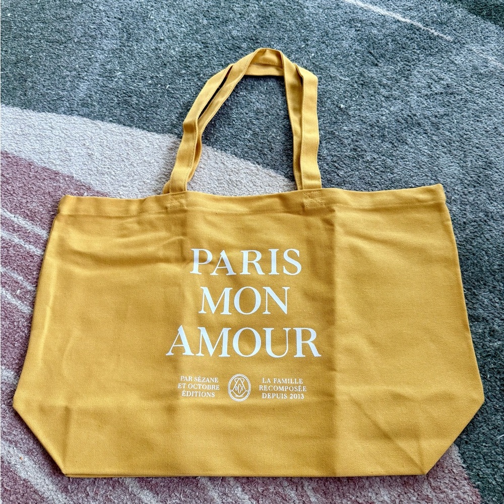 Sezane Paris Mon Amour Mustard Tote Bag